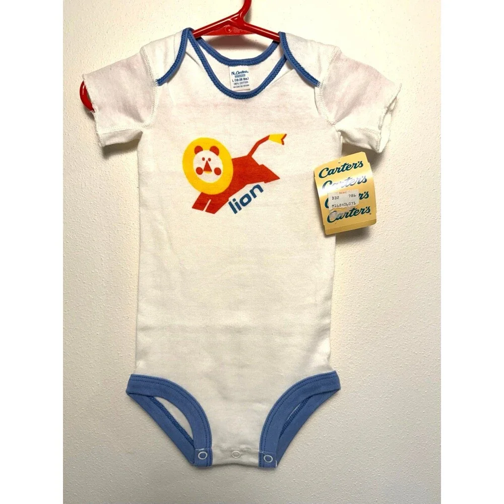 Carter's White Lion Graphic Short Sleeve Baby Onesie